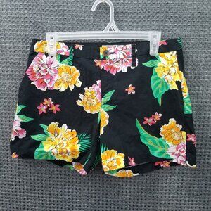 Old Navy Floral Black Red Chino Shorts Women's 6